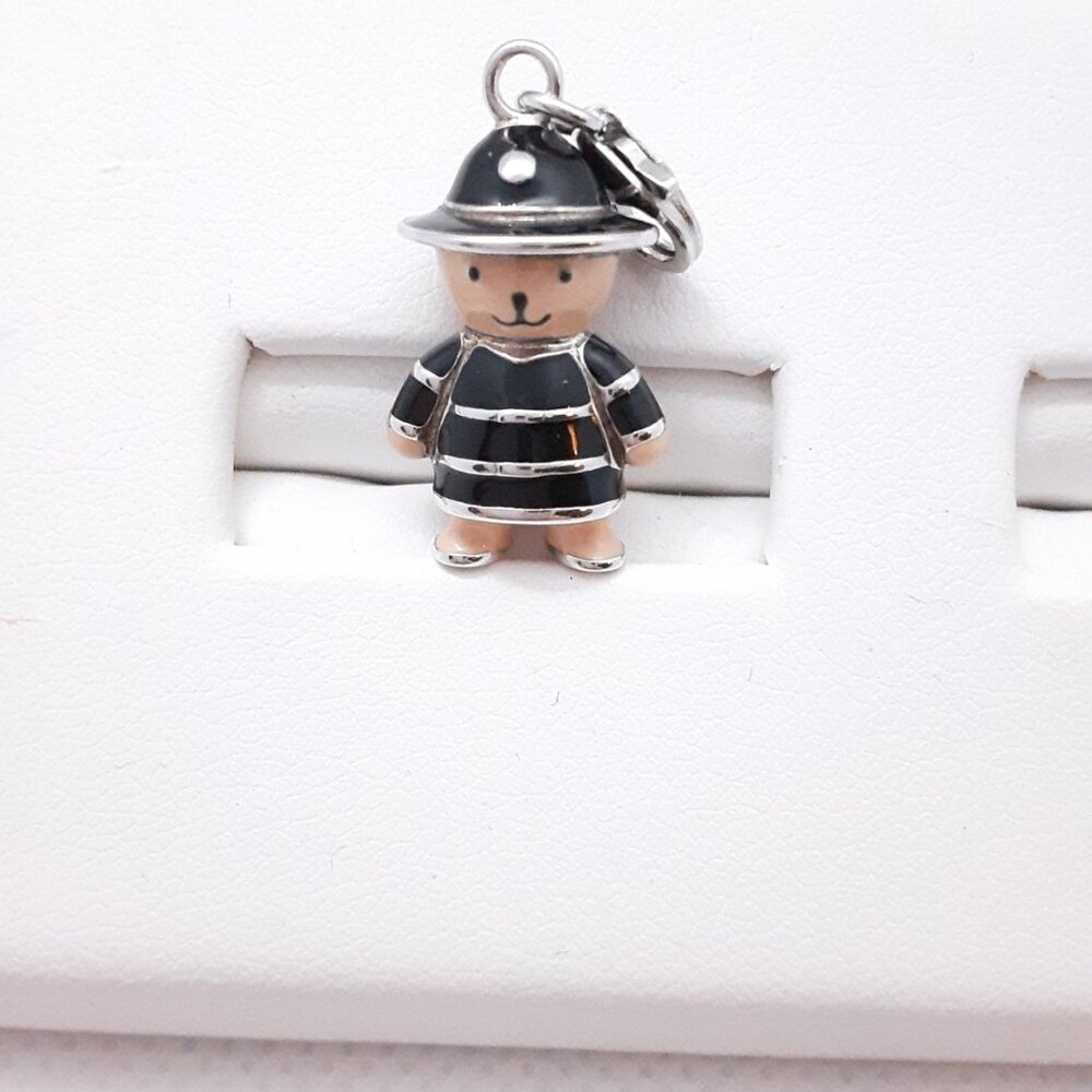 NEW sterling silver and enamel bear charm